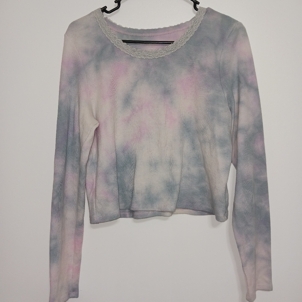 American Eagle Tie Dye Crop Top with Lace